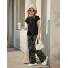 Arshiner Girls 2 Piece Outfits Summer Clothes Short Sleeve Crewneck Tops Wide Leg Pants Trendy Clothing Sets(Black-camouflage)