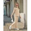 Arshiner Girls 2 Piece Outfits Summer Clothes Short Sleeve Crewneck Tops Wide Leg Pants Trendy Clothing Sets(Khaki)