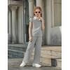 Arshiner Girls 2 Piece Outfits Summer Clothes Short Sleeve Crewneck Tops Wide Leg Pants Trendy Clothing Sets(Light Grey)