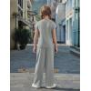 Arshiner Girls 2 Piece Outfits Summer Clothes Short Sleeve Crewneck Tops Wide Leg Pants Trendy Clothing Sets(Light Grey)