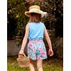 Arshiner Girl’s 2 Piece Outfits Tie Knot Tank Top and Paperbag Waist Pocketed Summer Short Sets(Blue & Pink Flower)
