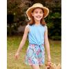 Arshiner Girl’s 2 Piece Outfits Tie Knot Tank Top and Paperbag Waist Pocketed Summer Short Sets(Blue & Pink Flower)