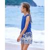 Arshiner Girl’s 2 Piece Outfits Tie Knot Tank Top and Paperbag Waist Pocketed Summer Short Sets(Blue Flower)