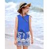 Arshiner Girl’s 2 Piece Outfits Tie Knot Tank Top and Paperbag Waist Pocketed Summer Short Sets(Blue Flower)
