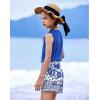Arshiner Girl’s 2 Piece Outfits Tie Knot Tank Top and Paperbag Waist Pocketed Summer Short Sets(Blue Flower)