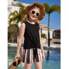 Arshiner Girl’s 2 Piece Outfits Tie Knot Tank Top and Paperbag Waist Pocketed Summer Short Sets(Color Striped)