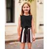 Arshiner Girl’s 2 Piece Outfits Tie Knot Tank Top and Paperbag Waist Pocketed Summer Short Sets(Color Striped)