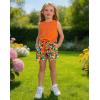 Arshiner Girl’s 2 Piece Outfits Tie Knot Tank Top and Paperbag Waist Pocketed Summer Short Sets(Orange)