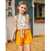 Arshiner Girl’s 2 Piece Outfits Tie Knot Tank Top and Paperbag Waist Pocketed Summer Short Sets(Orange Flower)