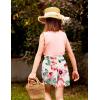 Arshiner Girl’s 2 Piece Outfits Tie Knot Tank Top and Paperbag Waist Pocketed Summer Short Sets(Pink Flower)