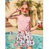 Arshiner Girl’s 2 Piece Outfits Tie Knot Tank Top and Paperbag Waist Pocketed Summer Short Sets(Pink Flower)