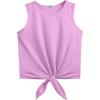 Arshiner Girl’s 2 Piece Outfits Tie Knot Tank Top and Paperbag Waist Pocketed Summer Short Sets(Purple Butterfly)