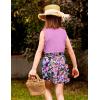 Arshiner Girl’s 2 Piece Outfits Tie Knot Tank Top and Paperbag Waist Pocketed Summer Short Sets(Purple Flower)