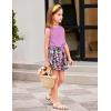 Arshiner Girl’s 2 Piece Outfits Tie Knot Tank Top and Paperbag Waist Pocketed Summer Short Sets(Purple Flower)