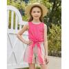 Arshiner Girl’s 2 Piece Outfits Tie Knot Tank Top and Paperbag Waist Pocketed Summer Short Sets(Rainbow Colored Stripe)