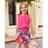 Arshiner Girl’s 2 Piece Outfits Tie Knot Tank Top and Paperbag Waist Pocketed Summer Short Sets(Rose Red Flower)
