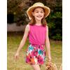 Arshiner Girl’s 2 Piece Outfits Tie Knot Tank Top and Paperbag Waist Pocketed Summer Short Sets(Rose Red Flower)