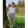 Arshiner Girl’s 2 Piece Outfits Tie Knot Tank Top and Paperbag Waist Pocketed Summer Short Sets(White Orange Flower)