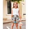 Arshiner Girl’s 2 Piece Outfits Tie Knot Tank Top and Paperbag Waist Pocketed Summer Short Sets(White Orange Flower)