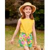 Arshiner Girl’s 2 Piece Outfits Tie Knot Tank Top and Paperbag Waist Pocketed Summer Short Sets(Yellow Flower)