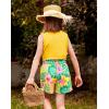 Arshiner Girl’s 2 Piece Outfits Tie Knot Tank Top and Paperbag Waist Pocketed Summer Short Sets(Yellow Flower)