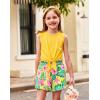 Arshiner Girl’s 2 Piece Outfits Tie Knot Tank Top and Paperbag Waist Pocketed Summer Short Sets(Yellow Flower)