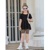 Arshiner Girls Summer Outfits Short Sleeve Ruffle Hem Top and Biker Shorts Set Girl Clothes 4-15 Years(Black Leopard)