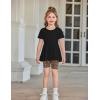 Arshiner Girls Summer Outfits Short Sleeve Ruffle Hem Top and Biker Shorts Set Girl Clothes 4-15 Years(Black Leopard)