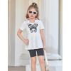 Arshiner Girls Summer Outfits Short Sleeve Ruffle Hem Top and Biker Shorts Set Girl Clothes 4-15 Years(Black/White)