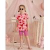 Arshiner Girls Summer Outfits Short Sleeve Ruffle Hem Top and Biker Shorts Set Girl Clothes 4-15 Years(Heart)
