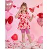 Arshiner Girls Summer Outfits Short Sleeve Ruffle Hem Top and Biker Shorts Set Girl Clothes 4-15 Years(Heart)