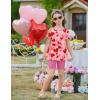 Arshiner Girls Summer Outfits Short Sleeve Ruffle Hem Top and Biker Shorts Set Girl Clothes 4-15 Years(Heart)