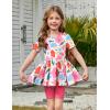 Arshiner Girls Summer Outfits Short Sleeve Ruffle Hem Top and Biker Shorts Set Girl Clothes 4-15 Years(Pink Floral)