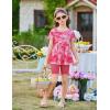 Arshiner Girls Summer Outfits Short Sleeve Ruffle Hem Top and Biker Shorts Set Girl Clothes 4-15 Years(Pink Tie Dye)