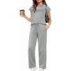 Arshiner Girls 2 Piece Outfits Summer Clothes Short Sleeve Crewneck Tops Wide Leg Pants Trendy Clothing Sets(Light Grey)