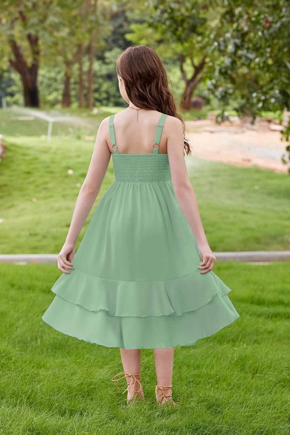 image:imageArshiner Girls Cami Summer Dress Casual Sleeveless Sundress with Pockets for 514 YLight Green