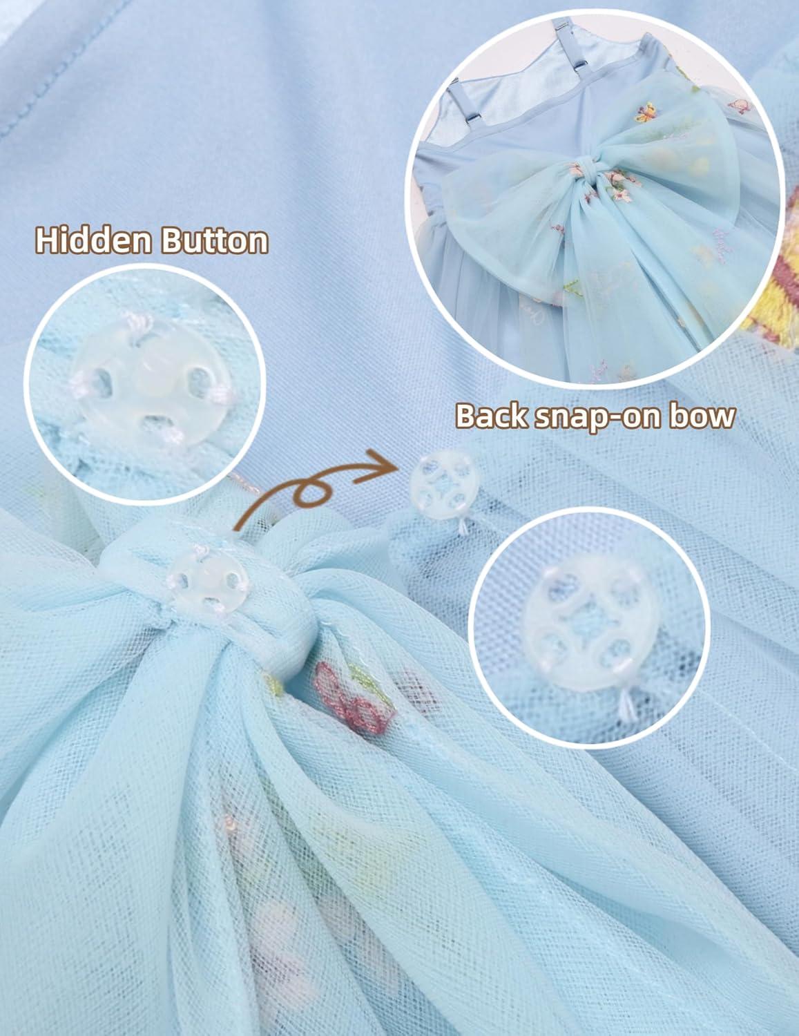 image:imageArshiner Toddler Girls Tulle Dress Bowknot Tutu Birthday Princess Embroidery Dresses Formal Photoshoot Summer Outfit 28TBlue Floral