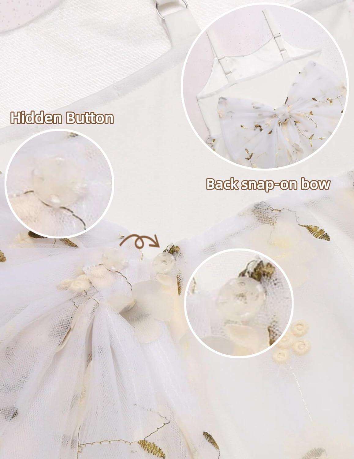 image:imageArshiner Toddler Girls Tulle Dress Bowknot Tutu Birthday Princess Embroidery Dresses Formal Photoshoot Summer Outfit 28TWhite Floral