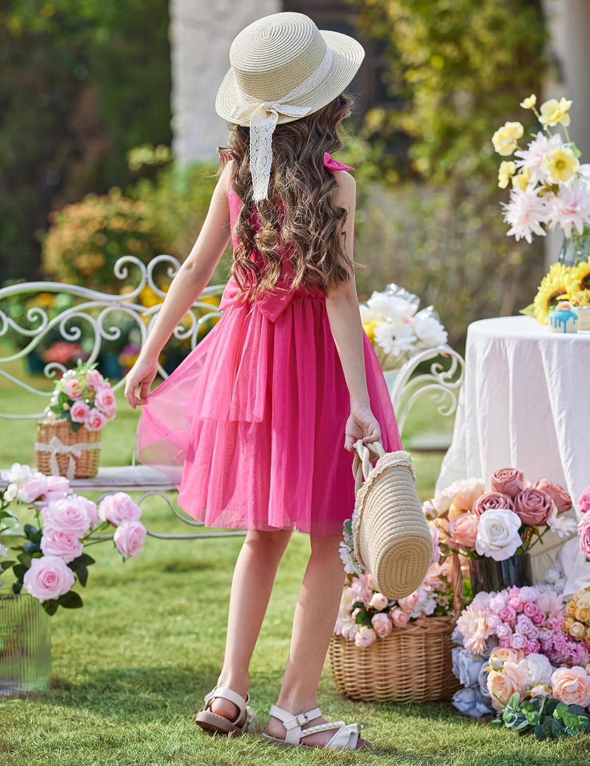 image:imageArshiner Tutu Tulle Dress for Toddler Girls Bowknot Sleeveless Flower Birthday Princess Party Summer DressesHot Pink