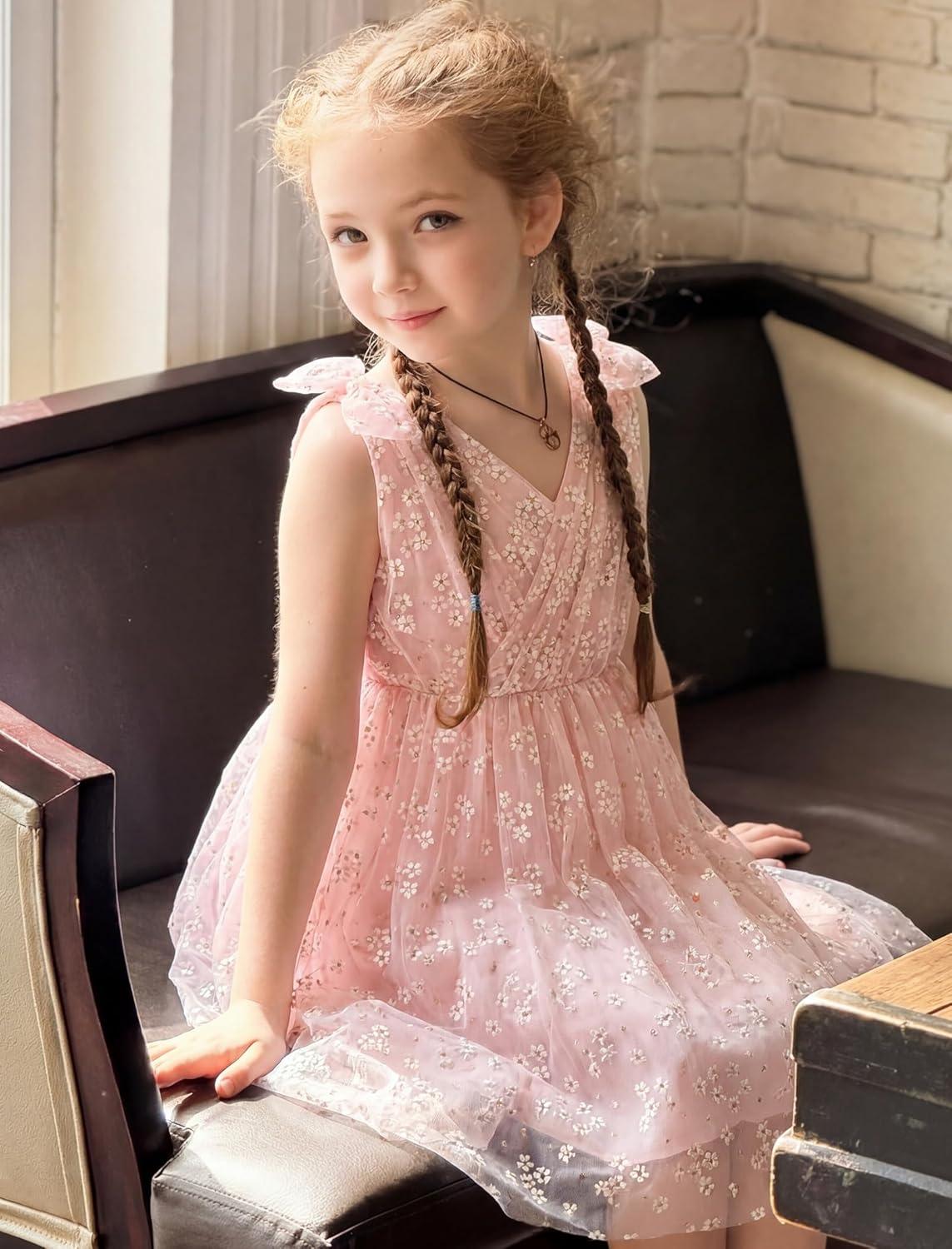 image:imageArshiner Tutu Tulle Dress for Toddler Girls Bowknot Sleeveless Flower Birthday Princess Party Summer DressesPink Daisy