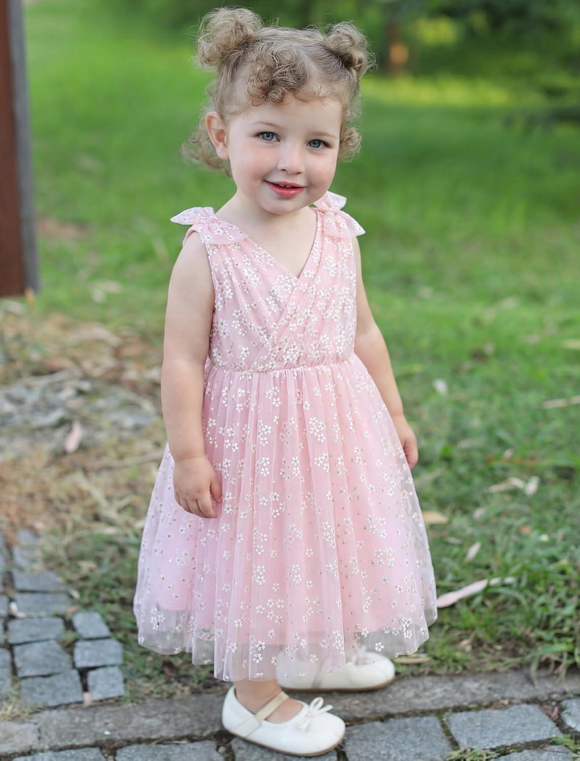 image:imageArshiner Tutu Tulle Dress for Toddler Girls Bowknot Sleeveless Flower Birthday Princess Party Summer DressesPink Daisy