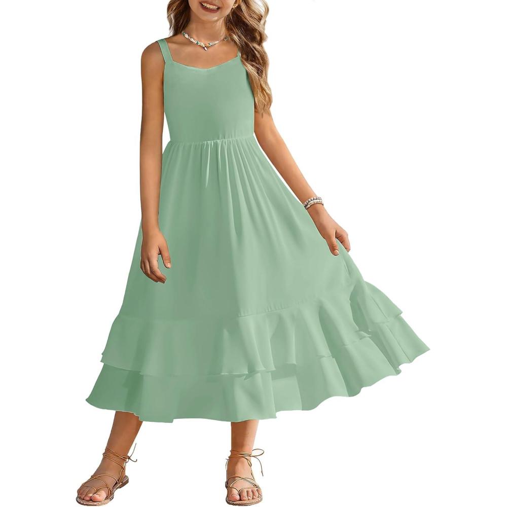 image:imageArshiner Girls Cami Summer Dress Casual Sleeveless Sundress with Pockets for 514 YLight Green