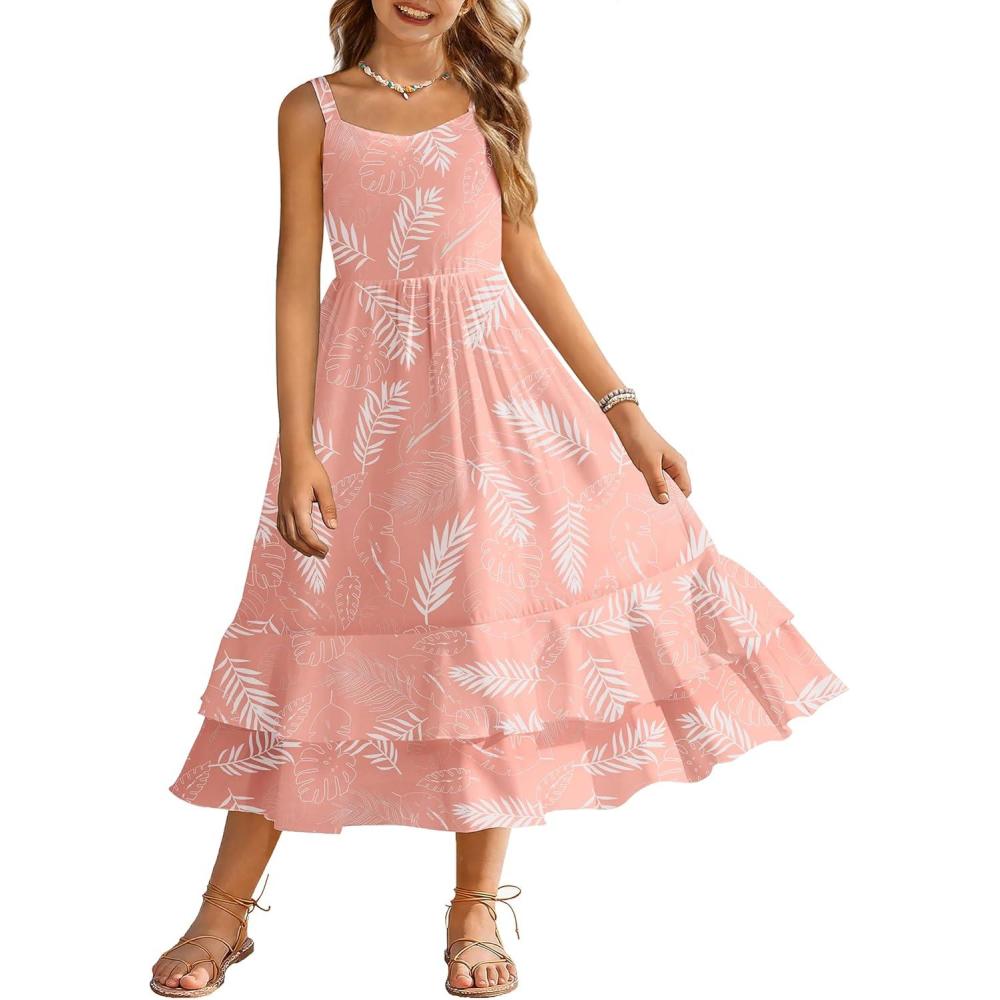 image:imageArshiner Girls Cami Summer Dress Casual Sleeveless Sundress with Pockets for 514 YPinkhawaiian