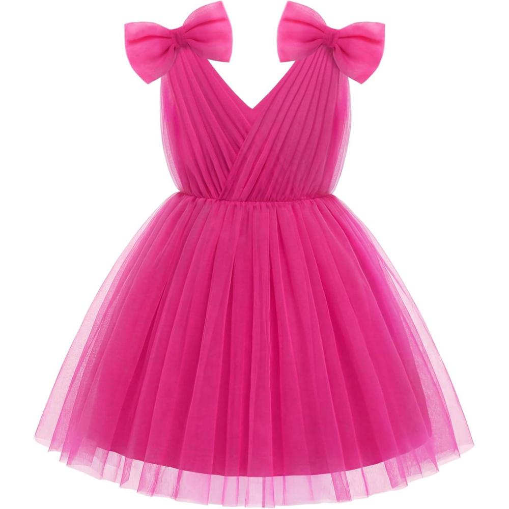 image:imageArshiner Tutu Tulle Dress for Toddler Girls Bowknot Sleeveless Flower Birthday Princess Party Summer DressesHot Pink