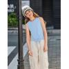 Arshiner 2 Pack Girls Tank Tops Summer Tie Knot Ribbed Knit Sleeveless Crewneck Casual Shirts(Light Blue/White)