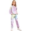 Arshiner 2 Pieces Tracksuits Outfits Girls Tie Dye Sweatsuits Long Sleeve Sport Sweatshirts and Sweatpants with Pockets