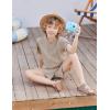 Arshiner Boy’s 2 Pieces Linen Sets Short Sleeve Henley Shirt and Shorts Summer Beach Matching Outfits 4-12 Years(Light Khaki)