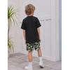 Arshiner Boys Summer Clothing Sets 3-button Short Sleeve Tee and Shorts Casual Outfits for 5-12 Years(Black & Jungle Camo)