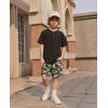 Arshiner Boys Summer Clothing Sets 3-button Short Sleeve Tee and Shorts Casual Outfits for 5-12 Years(Black & Jungle Camo)