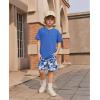 Arshiner Boys Summer Clothing Sets 3-button Short Sleeve Tee and Shorts Casual Outfits for 5-12 Years(Blue & Camouflage)